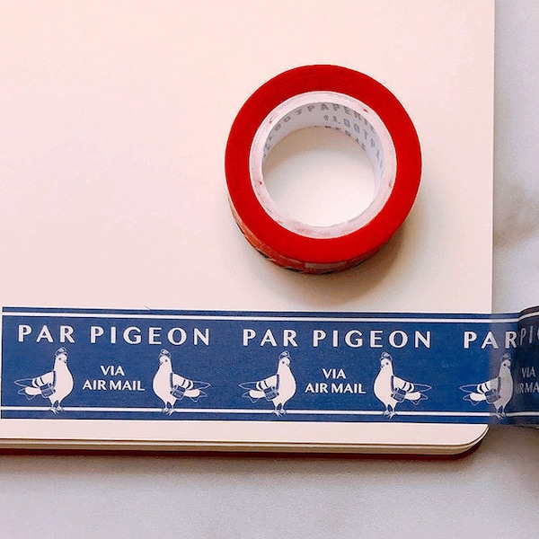 Par Pigeon Navy Washi Tape, Pattern Paper Tape, Gift Wrap, Stocking Stuffer, Kawaii Tape, Journal, Planner, Holiday