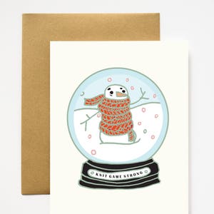 Knit Game Strong Snowman Christmas Greeting Card