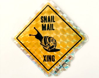 NEW**Snail Mail Xing Crossing Traffic Sign Prismatic Sticker