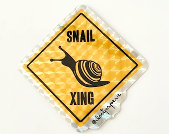 NEW**SNAIL XING Crossing Traffic Sign Prismatic Sticker