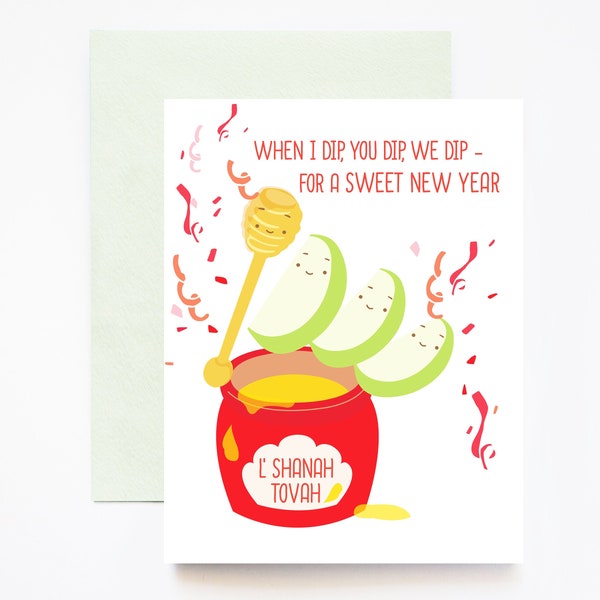 Apple Honey Dip Rosh Hashanah Jewish New Year Greeting Card