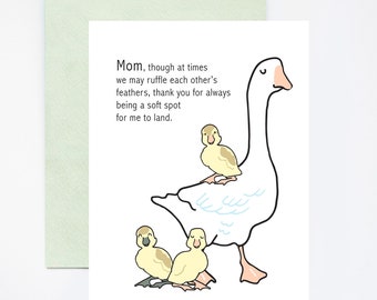 Goose Mother Ducklings Soft Spot to Land Mother's Day Card