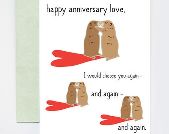Groundhog Day Happy Anniversary Love Greeting Card