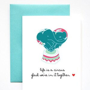 Wenskaart circusolifanten liefde