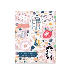 Snail Mail Stationery Lover Matte Vinyl Weather Proof Sticker Sheet