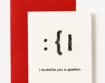 Mustache Will You Be Mine Valentine's Greeting Card