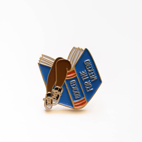 NOW AVAIL ** Booked for the Weekend Blue Book Lover Enamel Pin