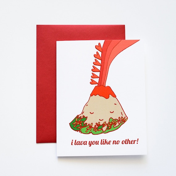 Lava Love You Like No Other Volcano Embossed Greeting Card