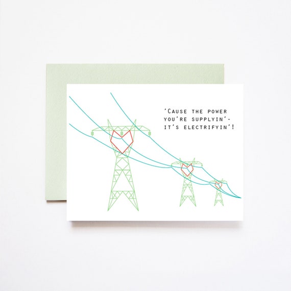 Electrifying Power Line Love Greeting Card