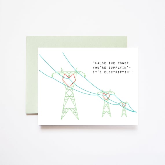 Electrifying Power Line Love Greeting Card