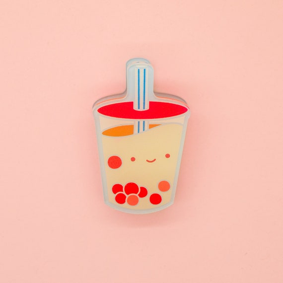 Happy Boba! Decorative Double-Sided Clear Acrylic Clip