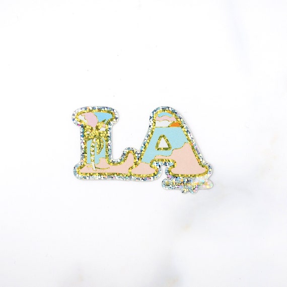 NEW** LA Los Angeles Glitter Single Sticker