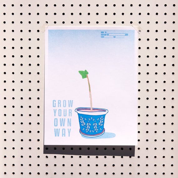 Riso Printed "Grow Your Own Way" Topiary Goal Tracker Art Print Kit