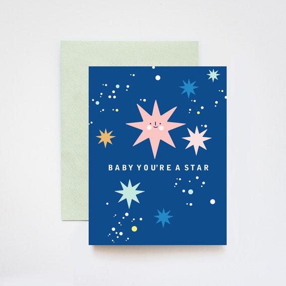 Baby You're a A Star Love Friendship Congratulations Holographic Foil Greeting Card