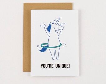 Hula Hoop Unique Unicorn Greeting Card
