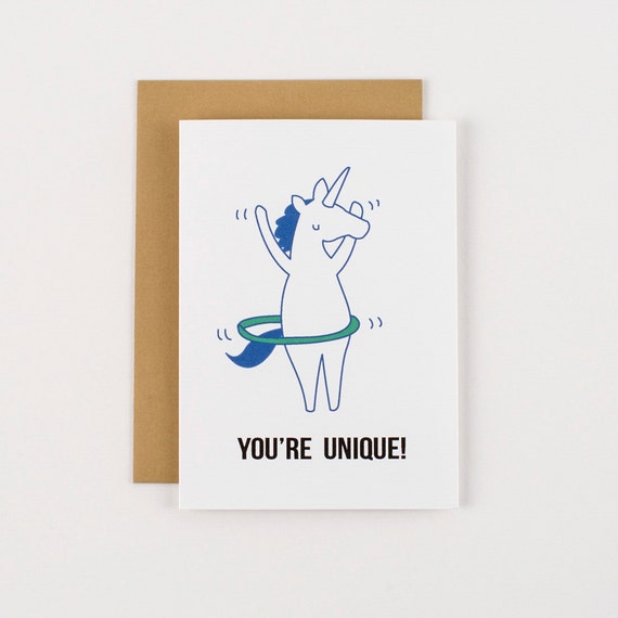 Hula Hoop Unique Unicorn Greeting Card