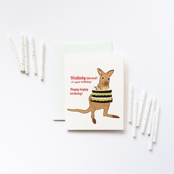 Wallaby Darn Happy Punny Birthday Greeting Card