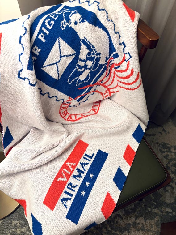 PRE-ORDER** Par Pigeon Air Mail Knitted Natural and Recyled Cotton Lap Blanket