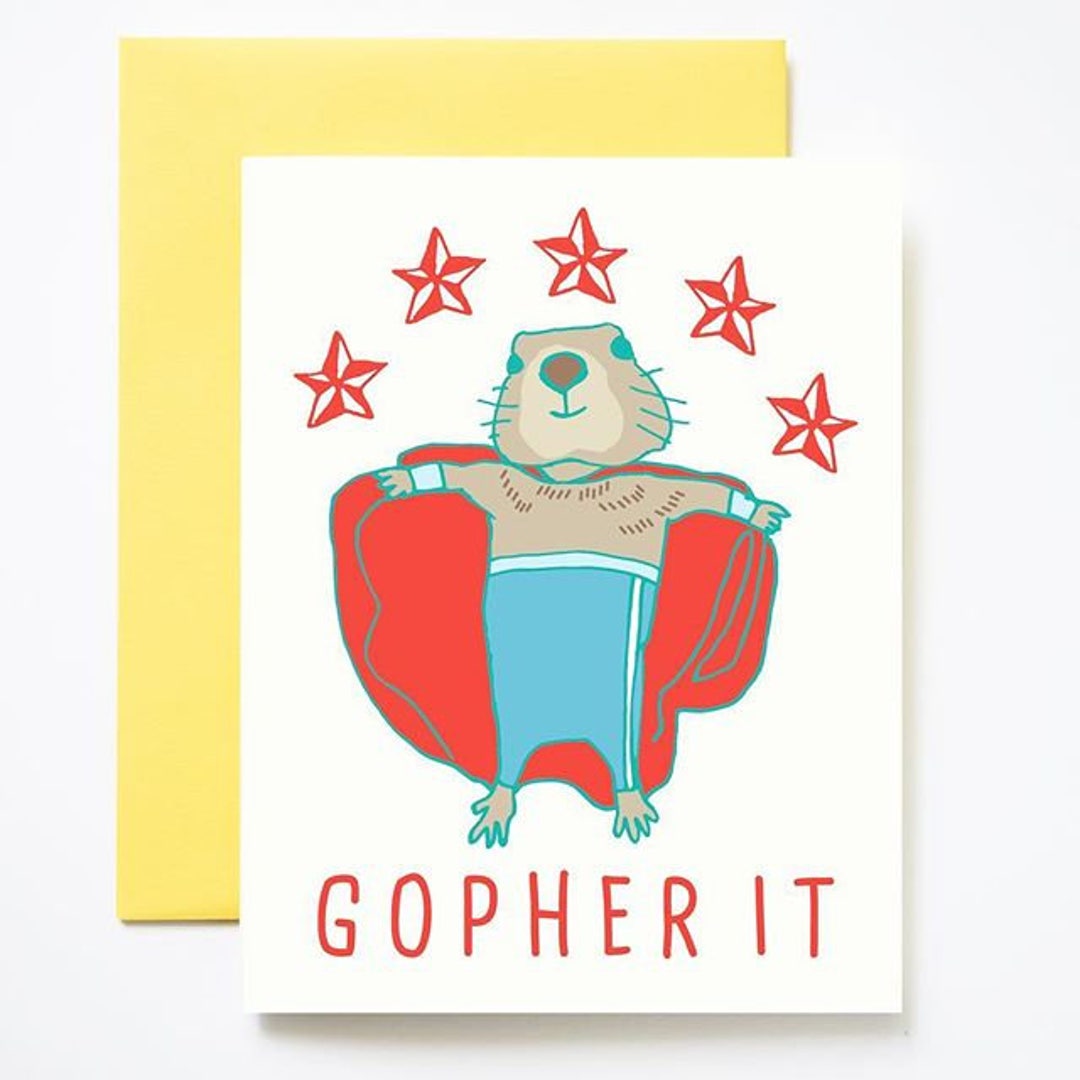 Gopher It! Encouragement Card - Etsy