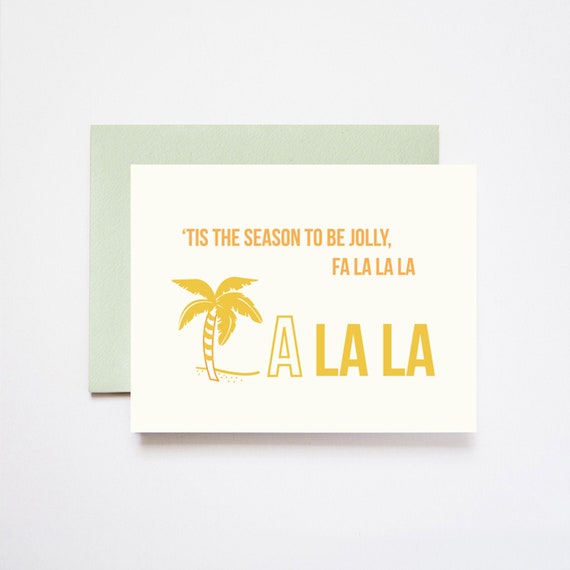 Tis the Season Gold Foil FA LA LA Los Angeles - Set of 5
