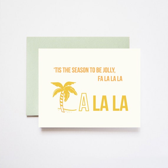 Tis the Season Gold Foil FA LA LA Los Angeles - Set of 5