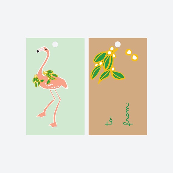 Holiday Flamingo Gift Tags - Set of 8