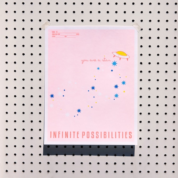 Riso Printed "Infinite Possibilities" Galaxy Goal Tracker Art Print Kit