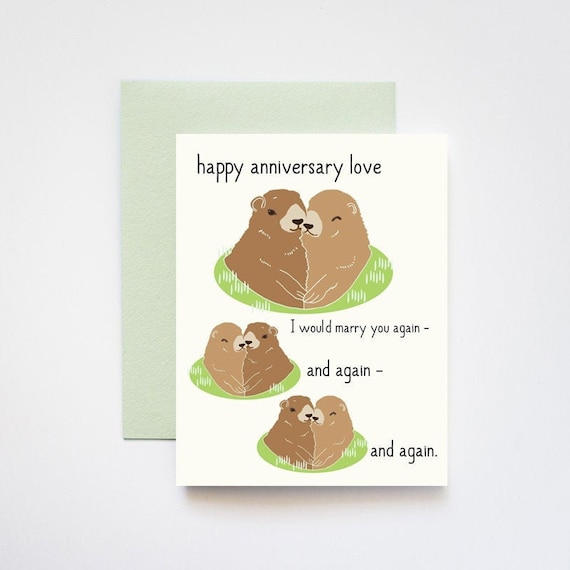 Groundhog Day Happy Wedding Anniversary Love Greeting Card