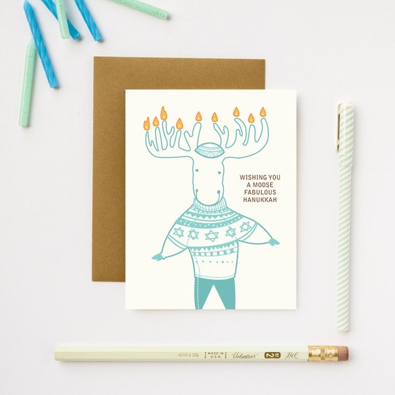 Hannukah / Hanukkah / Chanukah Moose Greeting Card