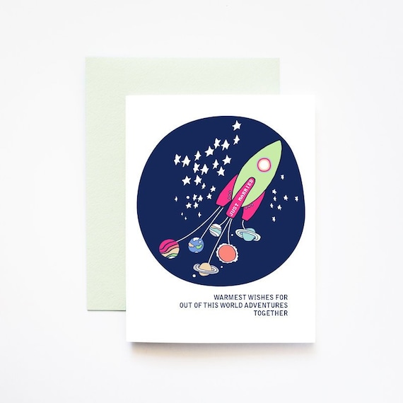 Space Wedding Congrats Greeting Card