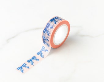 Happy Ribbon Bows Washi Tape, Pattern Paper Tape, Gift Wrap, Stocking Stuffer, Kawaii Tape, Journal, Planner, Holiday, Gifts