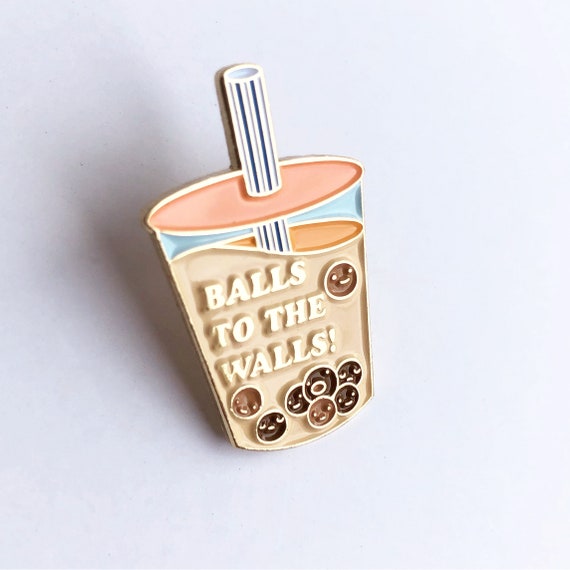 NEW** Balls to the Walls Boba Milk Tea Drink Enamel / Lapel Pin