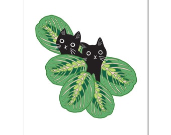 Prayer Plants Black Cats Giclée Art Print 8 x 10"