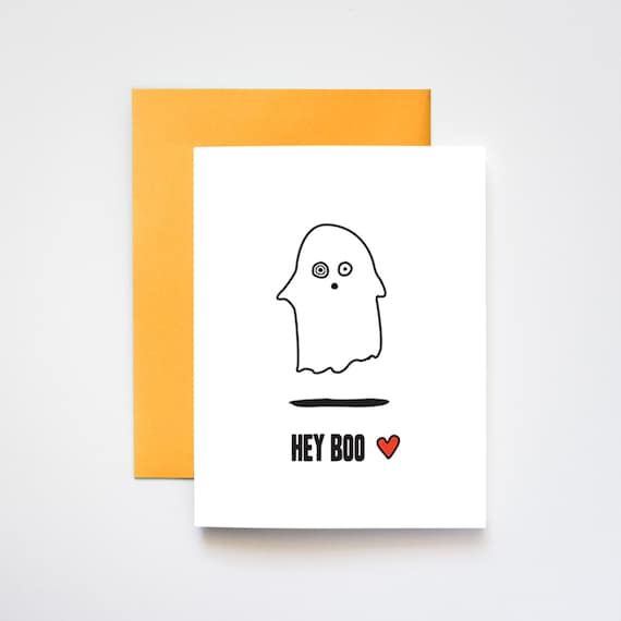 Hey Boo Valentine's Love and Halloween Greeting Card