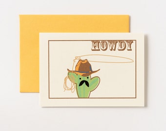 Catcus Cowboy Howdy Greeting Card