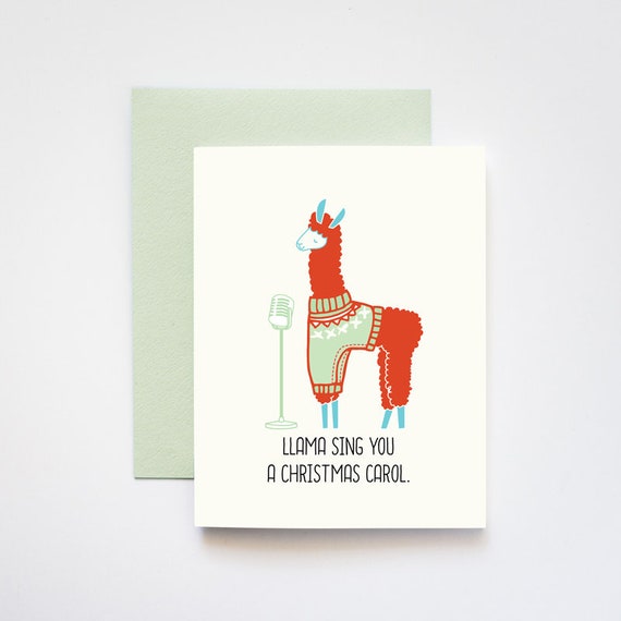 Llama Sing You a Christmas Carol Greeting Card