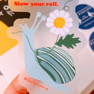 NEW** Slow Your Roll Snail Clear Single Sticker