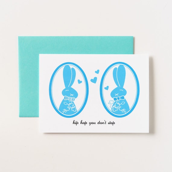 Boy Boy LGBT Easter Hip Hop Bunnies Love Greeting Card