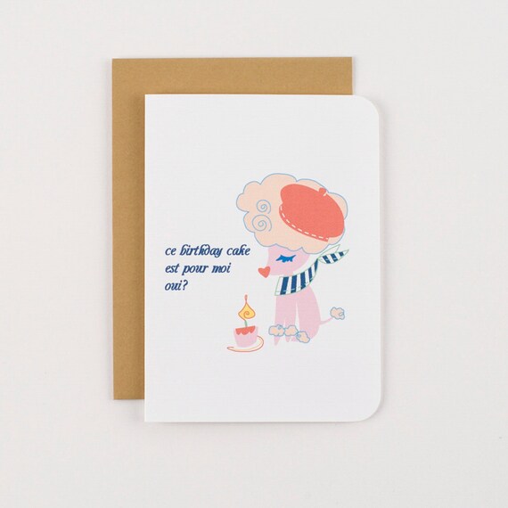 French Poodle Birthday Greeting Card