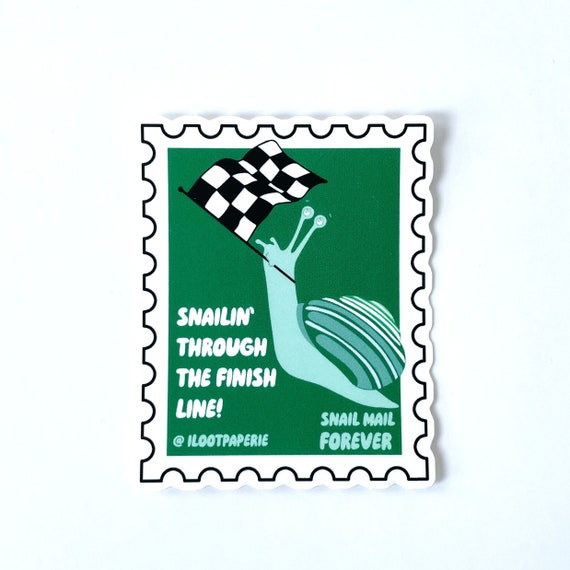 Snailing Through the Finish Line Stamp Sticker Single or Set of 3