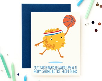 Boom Shaka Latke Slam Dunk Hannukah / Hanukkah / Chanukah Greeting Card