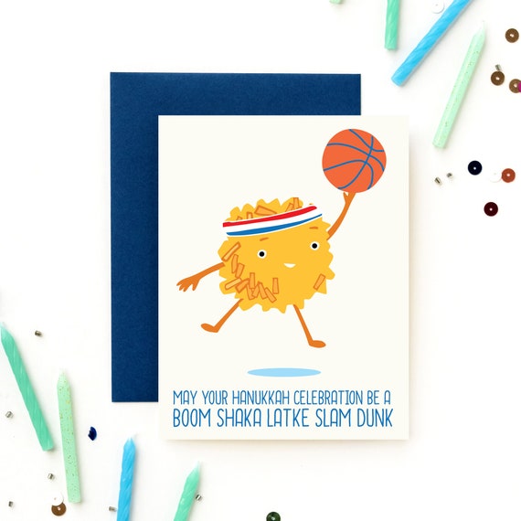 Boom Shaka Latke Slam Dunk Hanukkah / Hannukah Greeting Card