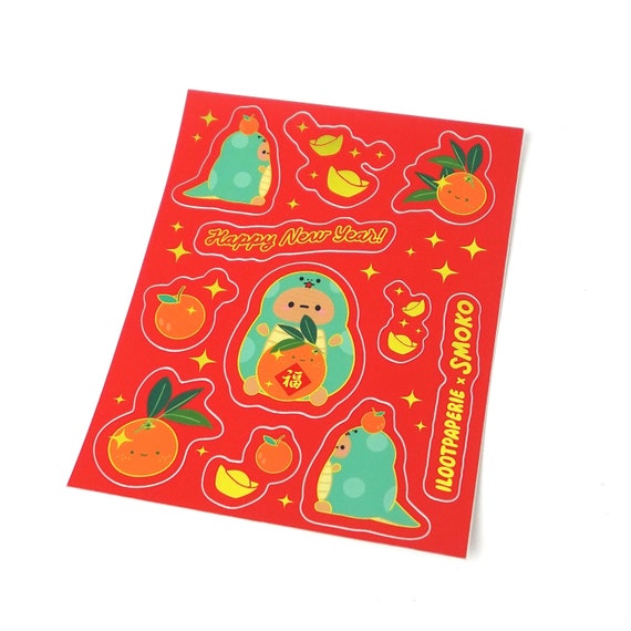ILOOTPAPERIE x Smoko Year of the Snake Tayto Lunar New Year Gold Foil Matte Vinyl Sticker Sheet