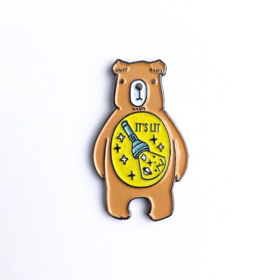 NEWLY UPDATED!** It's Lit Camp Flashlight In The Belly - Glow in the Dark Bear Enamel Pin