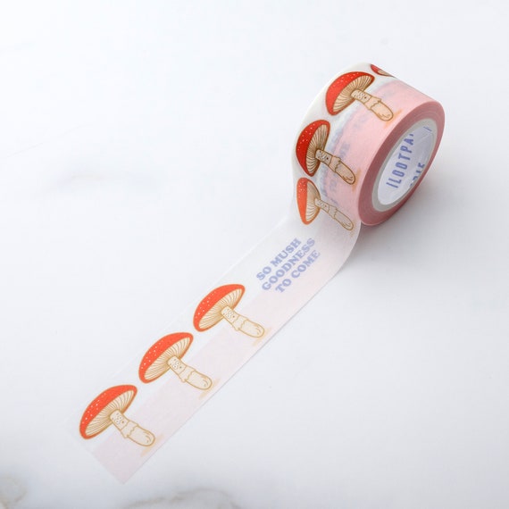 So Mush Goodness Mushroom Washi Tape, Pattern Paper Tape, Gift Wrap, Stocking Stuffer, Kawaii Tape, Journal, Planner, Holiday