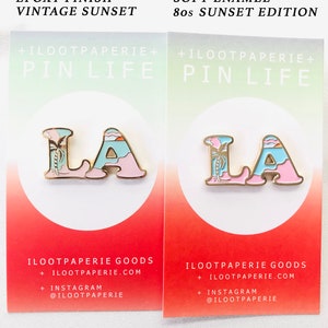 NEW LA Los Angeles Soft Enamel or Epoxy Finish / Lapel Pin Epoxy Vintage Sunset