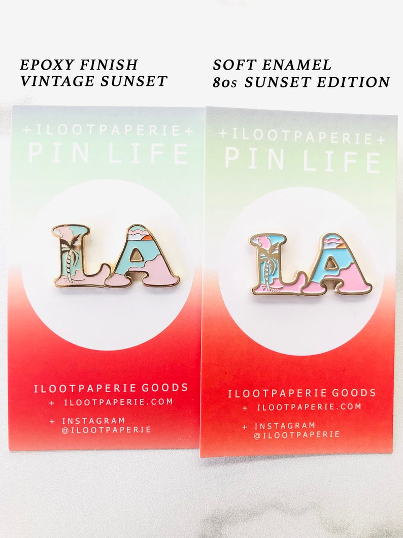 NEW LA Los Angeles Soft Enamel or Epoxy Finish / Lapel Pin Epoxy Vintage Sunset