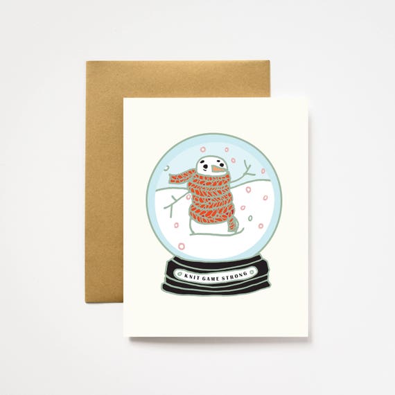 Knit Game Strong Snowman Christmas Greeting Card