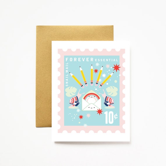 NEW COLORS! Snail Mail Forever Essential Stationery Love A2 Greeting Card