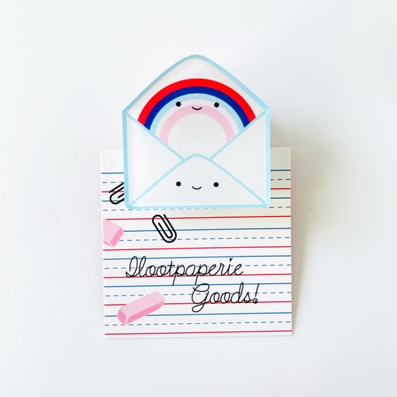 Rainbow Mail Envelope Decorative Acrylic Clip